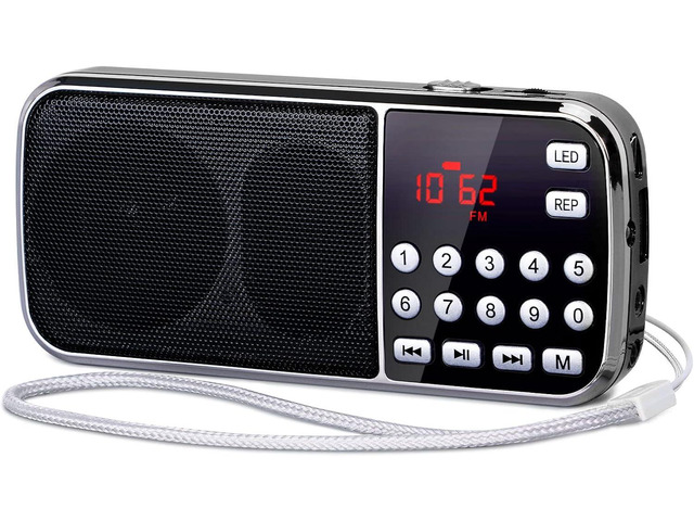 PRUNUS J-189 Bluetooth AM FM Radio, Small Portable Radios - Dual Speaker Heavy Bass, LED Flashlight, Pocket Size, TF Card USB AUX MP3 Player,...