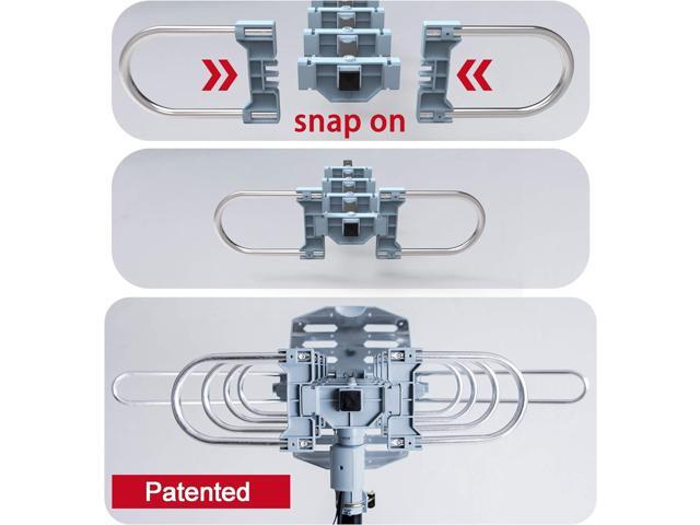 PBD Digital Outdoor TV Antenna, 150 Mile Motorized 360 Degree Rotation Support 2 TVs, Grounding Block, Mounting Pole, 50FT RG6 Coax Cable, Wireless...