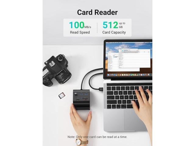 UGREEN USB Card Reader USB 3.0 Hub 3 Ports with SD TF MS M2 Card Adapter and Phone Stand Dock Combo for iMac MacBook Pro Air Macbook Retina Mac...