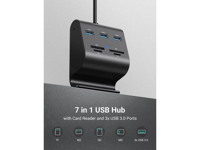 UGREEN USB Card Reader USB 3.0 Hub 3 Ports with SD TF MS M2 Card Adapter and Phone Stand Dock Combo for iMac MacBook Pro Air Macbook Retina Mac...