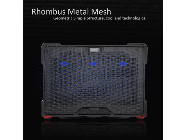 AICHESON Laptop Cooling Pad 5 Fans Up to 17.3 Inch Heavy Notebook Cooler, Blue LED Lights, 2 USB Ports, S035, Blue-5fans