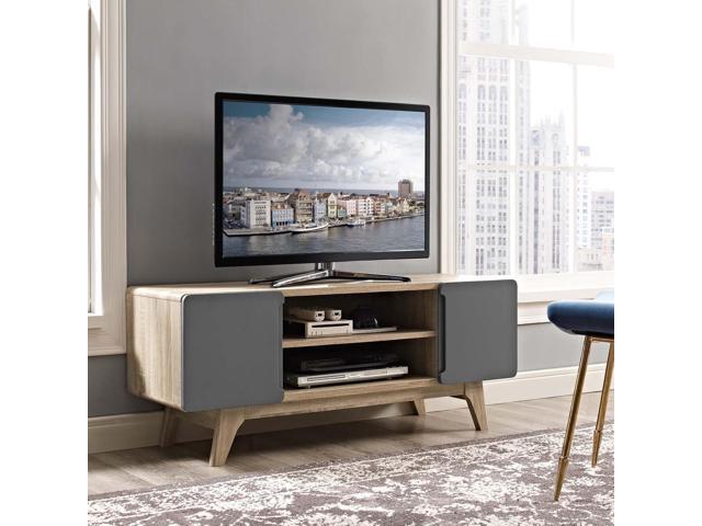 Modway Tread Mid-Century Modern 47 Inch TV Stand in Natural Gray