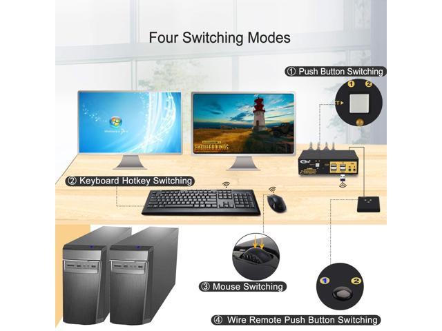 CKL 2 Port KVM Switch Dual Monitor DisplayPort 4K 60Hz, 2 Computers x 2 Monitors KVM Switch with Audio and USB 2.0 HUBS DP 1.2 622DP