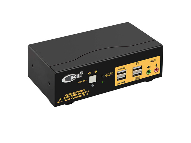 2 Port Dual Monitor KVM Switch HDMI + DisplayPort 4K 60Hz YUV 4:4:4 with Audio a
