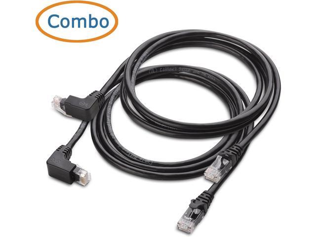 Cable Matters 10Gbps Combo-Pack 90 Degree Cat 6, Cat6 Right Angle Ethernet Cable 5 ft (Right Angle Down + Right Angle Up)
