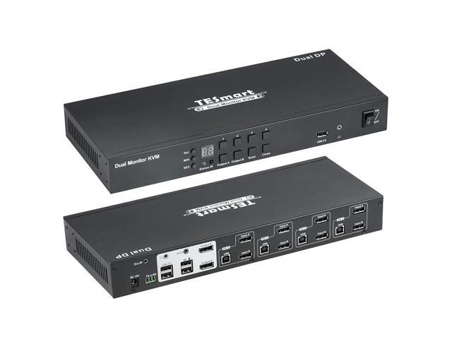 DisplayPort KVM Switch 4 Computers 2 Monitors, 4 Port KVM Switch Dual Monitor, UHD 4K@60Hz, Support Cascading for Quad Monitor, Stereo Audio,...