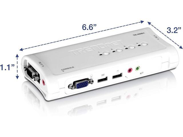 4-Port USB KVM Switch and Cable Kit With Audio, Manage 4 Computers, USB Switch, Windows, Linux, Auto-Scan, Plug And Play, Hot Pluggable, 2048 x...