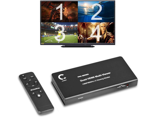 Expert Connect 4 Ports Quad HDMI Multi-Viewer/Screen Divider/Switch 1080p @ 60Hz
