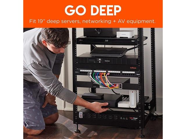 ECHOGEAR 15U Open Frame Rack for Servers & AV Gear - Wall Mountable Design Includes 2X Vented Shelves, 25x Rack Mounting Screws, 4X Leveling Feet,...