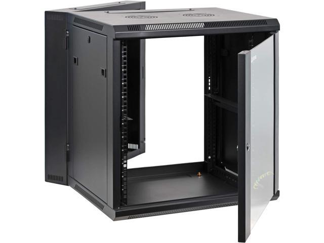 AEONS Depot 12U Professional Wall Mount Server Cabinet Enclosure Double Section Hinged Swing Out 19-Inch Server Network Rack with Locking Glass...