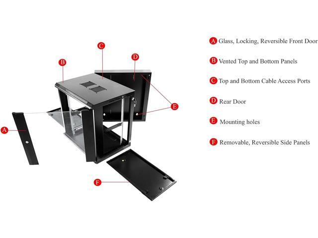 AEONS Depot 12U Professional Wall Mount Server Cabinet Enclosure Double Section Hinged Swing Out 19-Inch Server Network Rack with Locking Glass...