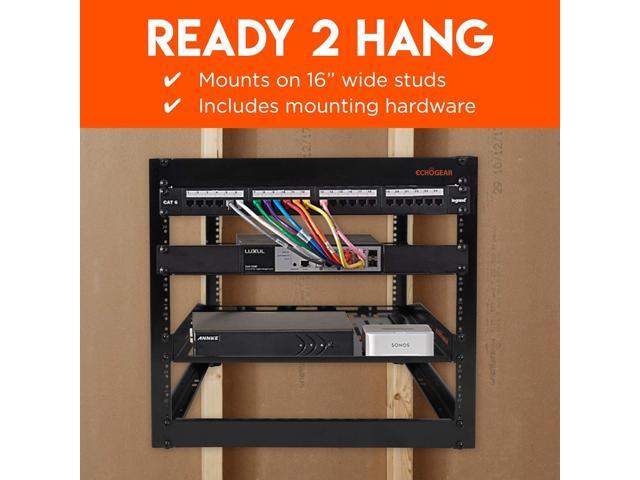 ECHOGEAR 10U Network Rack - Wall Mountable Heavy Duty 4 Post Design Holds All Your Networking & AV Gear - Open Frame Design Includes 2 1U Vented...