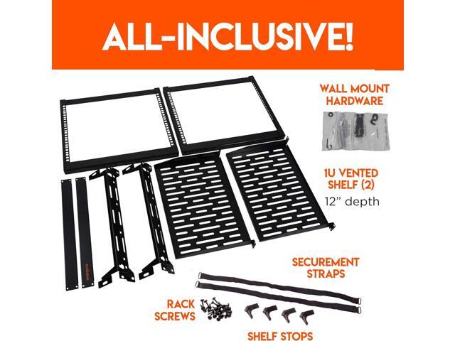 ECHOGEAR 10U Network Rack - Wall Mountable Heavy Duty 4 Post Design Holds All Your Networking & AV Gear - Open Frame Design Includes 2 1U Vented...