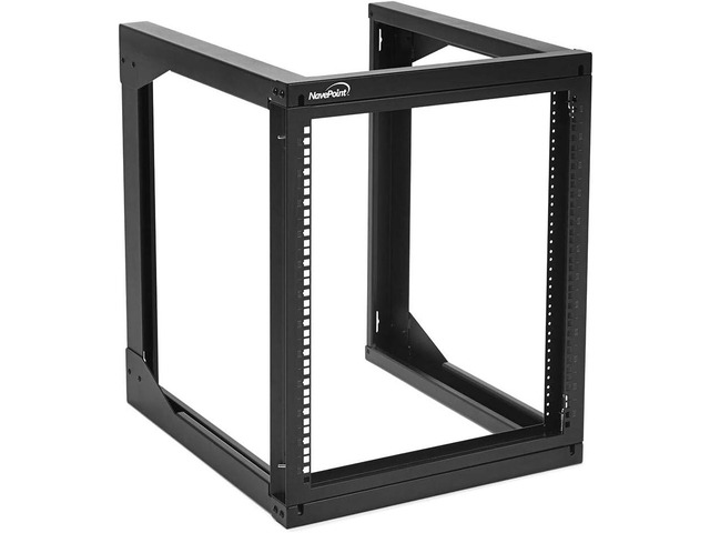 NavePoint 12U Wall Mount Server Rack - Swing Gate Open Frame for 19-Inch IT Equipment - Network Rack for AV & Server Equipment, 24' Deep, Black