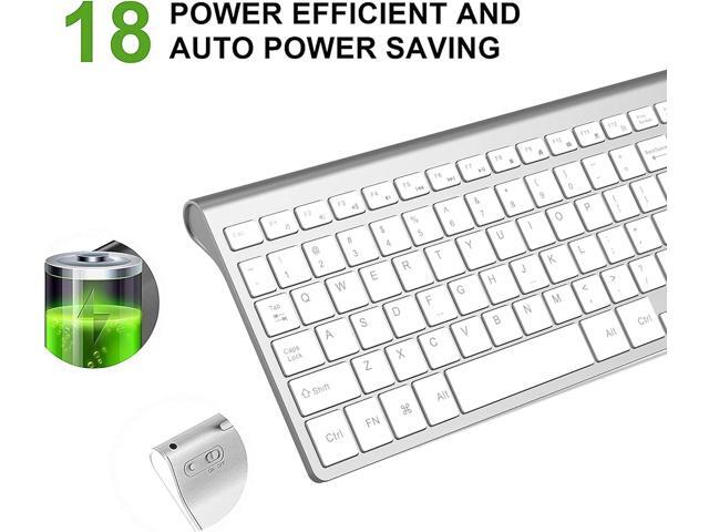 JOYACCESS J Wireless Keyboard, 2.4G Slim and Compact Wireless Keyboard with Numeric Keypad for Laptop, MacBook air, Apple, Computer, PC-Sliver & White