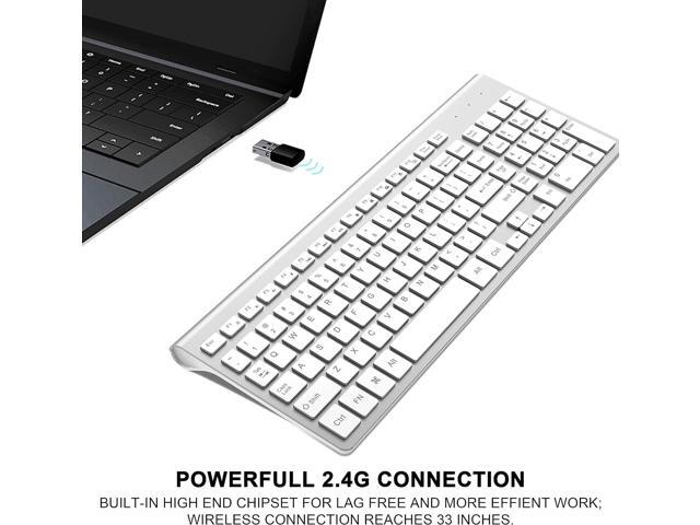 JOYACCESS J Wireless Keyboard, 2.4G Slim and Compact Wireless Keyboard with Numeric Keypad for Laptop, MacBook air, Apple, Computer, PC-Sliver & White