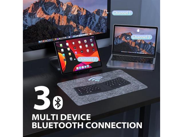 iClever Ergonomic Foldable Keyboard, BK06 Split Folding Bluetooth Keyboard with PU Leather Cover, USB-C Rechargeable, Multi-Device, Ultra Slim...