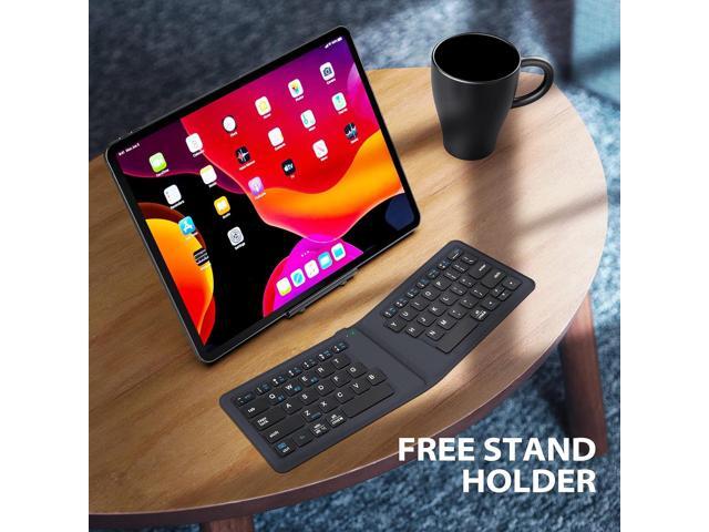 iClever Ergonomic Foldable Keyboard, BK06 Split Folding Bluetooth Keyboard with PU Leather Cover, USB-C Rechargeable, Multi-Device, Ultra Slim...