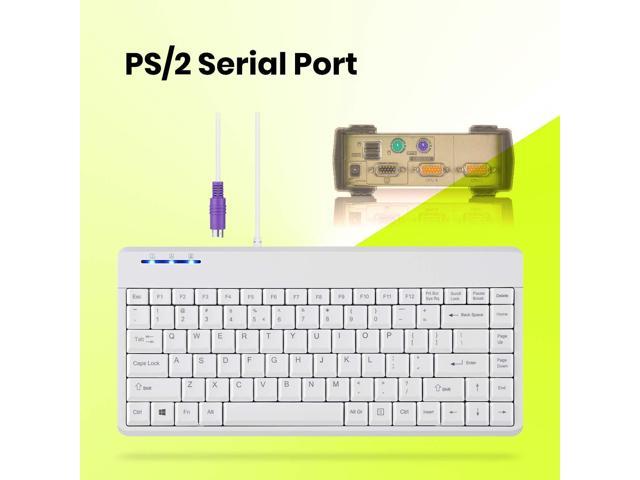Perixx PERIBOARD-409PW Wired PS2 Mini Keyboard - 12.36x5.75x0.79 inches Dimension - White - US English Layout,PB-409PWUS-11829