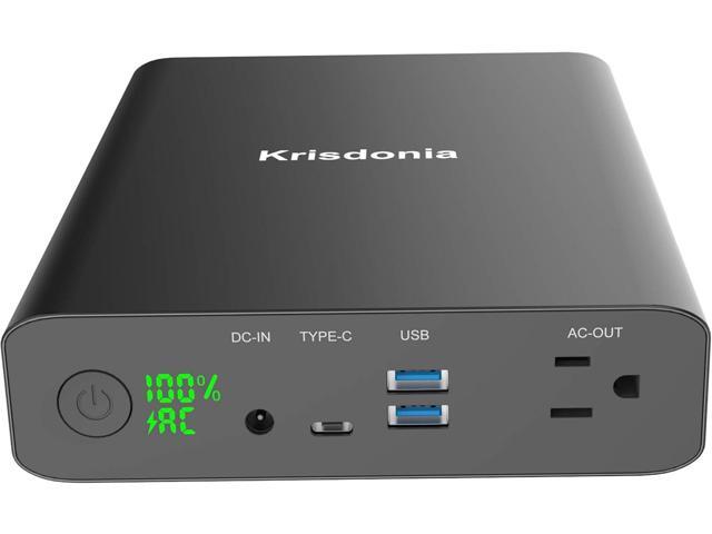 Krisdonia AC Outlet Portable Charger 60000mAh 110V/130W Laptop Power Bank with AC Outlet, 2 USB QC 3.0 and Type-C for Laptop, CPAP, Drone,...