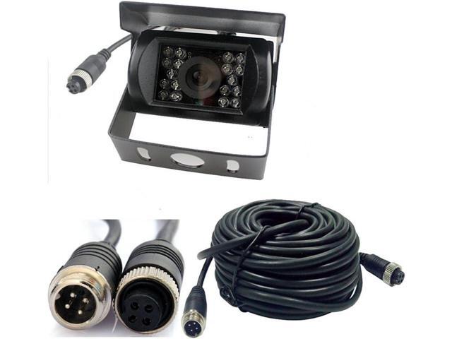 4 Pin Vehicle Backup Camera 12V/24V,18 LED IR Night Vision CCD Car Rear View Parking Reverse Camera + 4Pin Connector 20m/65ft Extension Cable for.