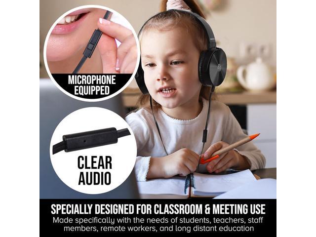 Sonitum Premium Classroom Headphone & Mic Set 3.5mm Jack Stereo Sound Earphones with Microphone & Soft Swivel On Ear Pads- Perfect for E-Learning,...