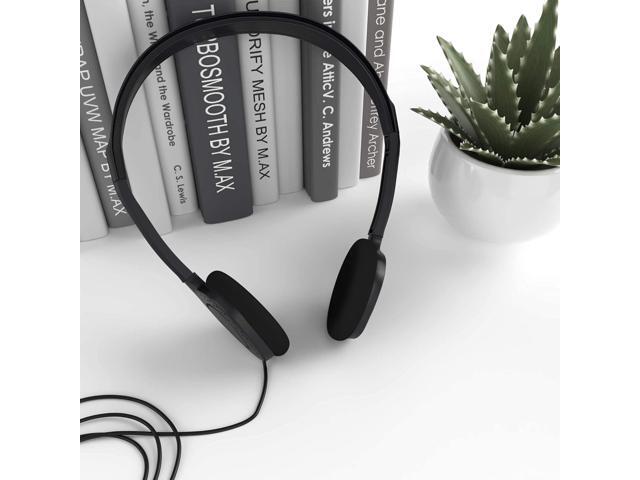 Maeline Bulk Headphones On-Ear Stereo Headset with 3.5 mm Headphone Plug - 10 Pack - Black