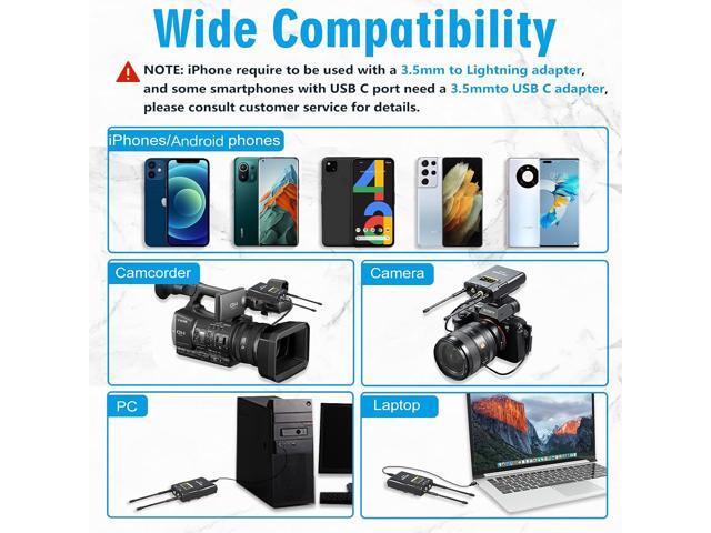 FULAIM WM500 UHF Wireless Lavalier Microphone System, 16-Channel Lavalier Lapel Mic with Rechargeable Transmitter and Receiver for Recording...