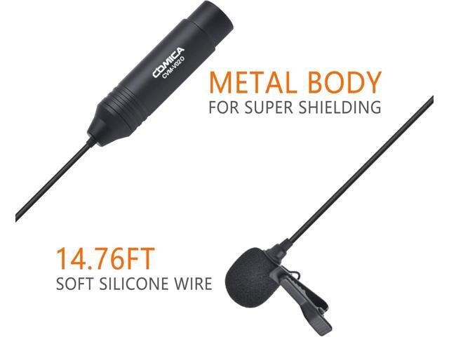 COMICA CVM-V02O Phantom Power Omnidirectional XLR Lavalier Lapel Microphone,14.76 fts Lapel Mic for Canon Sony Camcorders Zoom H4n H6 Tascam...
