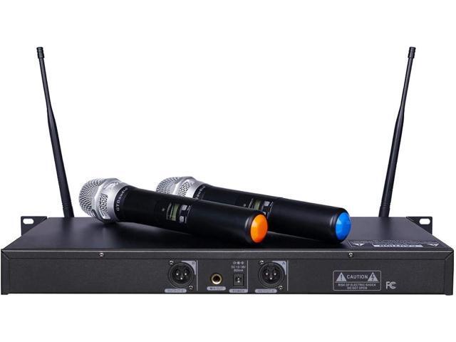 GTDaudio 2x800 Adjustable Frequency UHF True Diversity Wireless Handheld Microphone Mic System Ideal for Church, Karaoke, Dj Party, Range 400 ft