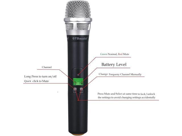 GTDaudio 2x800 Adjustable Frequency UHF True Diversity Wireless Handheld Microphone Mic System Ideal for Church, Karaoke, Dj Party, Range 400 ft