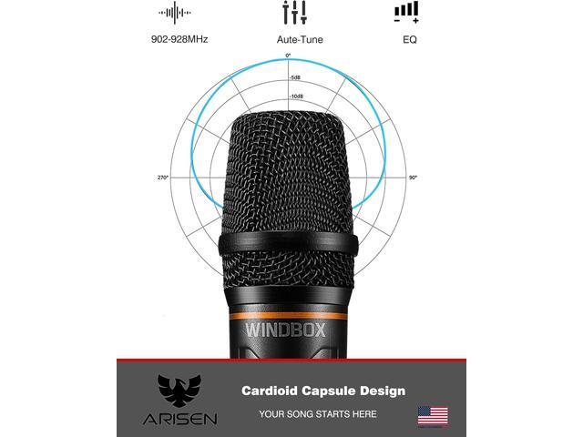 ARISEN Wireless Microphone System, Professional microphone UHF Dual Channel Handheld Microphone, 200ft Range Receiver and 2 Handheld Mic Set,...