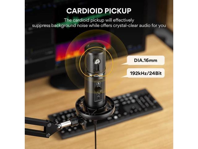 MAONO USB Microphone for PC, Professional Computer Condenser Mic with Mute, Mic Gain, Zero Latency Monitoring, Boom Arm for Studio, Podcast,...