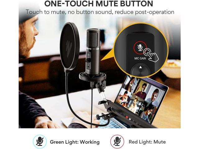 MAONO USB Microphone for PC, Professional Computer Condenser Mic with Mute, Mic Gain, Zero Latency Monitoring, Boom Arm for Studio, Podcast,...