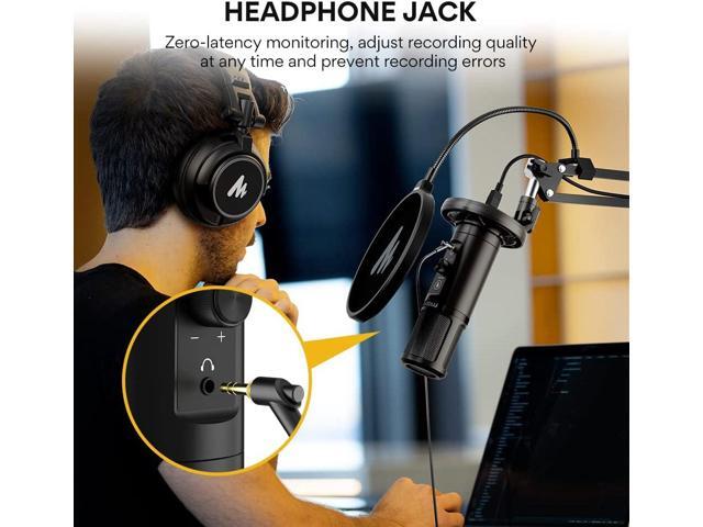 MAONO USB Microphone for PC, Professional Computer Condenser Mic with Mute, Mic Gain, Zero Latency Monitoring, Boom Arm for Studio, Podcast,...