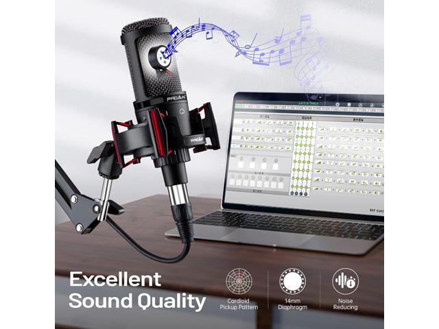 Condenser Microphone XLR,Professional Studio Recording Microphone for Computer PC,Cardioid Podcast Mic Kit with Boom Arm,Gaming Microphone for...