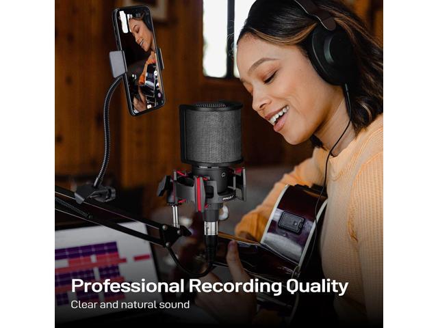 Condenser Microphone XLR,Professional Studio Recording Microphone for Computer PC,Cardioid Podcast Mic Kit with Boom Arm,Gaming Microphone for...