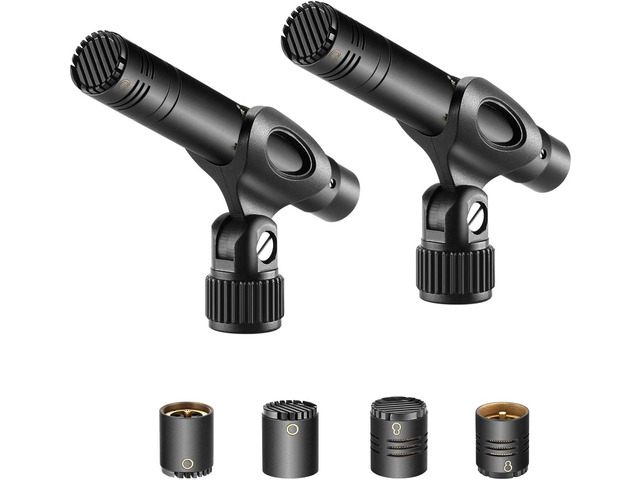 NEEWER 2-Pack Pencil Stick Condenser Mic w Interchangeable Omni Cardioid With Super Cardioid Capsules, Foam Windscreens, Mic Clip, and Carrying...