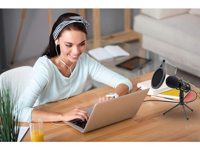 Condenser Recording Microphone 3.5mm Plug and Play PC Microphone, Broadcast Microphone for Computer Desktop Laptop MAC Windows Online Chatting...