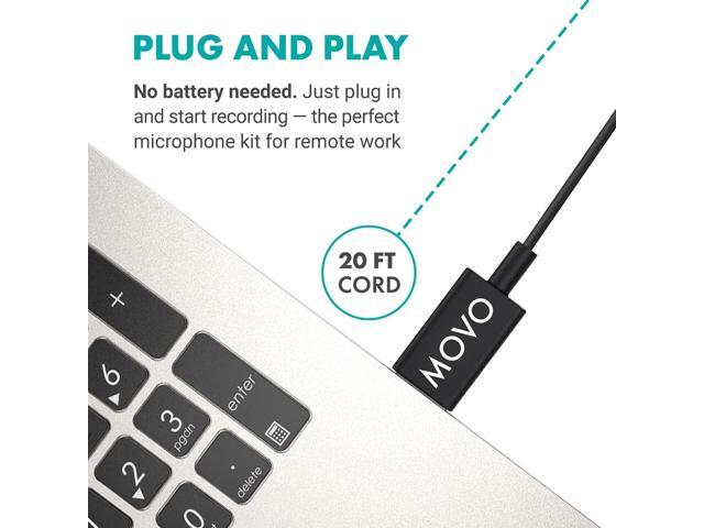 Movo M1 USB Lavalier Lapel Clip-on Omnidirectional Computer Microphone for Laptop, PC and Mac, Perfect Podcasting, Gaming, Streaming and Desktop...