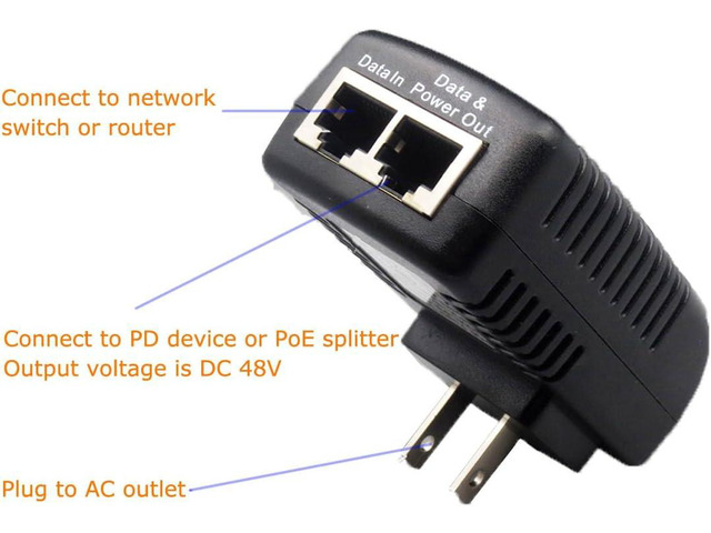 ANVISION 2-Pack 48V 0.5A PoE Power Adapter Supply Injector Ethernet with Wall Plug, IEEE 802.3af Compliant, 10/100Mbps, for IP Voip Phones Cameras...