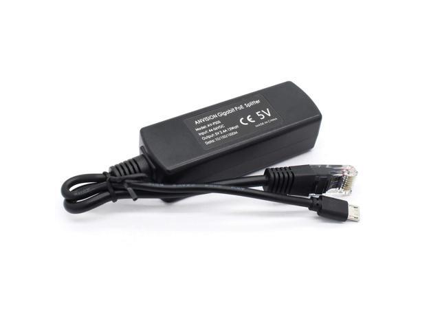 Gigabit PoE Splitter, 48V to 5V 2.4A Micro USB Ethernet Adapter, Compatible with Raspberry Pi 3B+, IP Camera and More