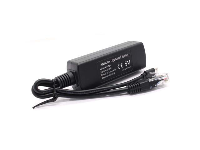 Gigabit PoE Splitter, 48V to 5V 2.4A Micro USB Ethernet Adapter, Compatible with Raspberry Pi 3B+, IP Camera and More