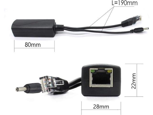 4-Pack 5V PoE Splitter, 48V to 5V 2.4A Adapter, Plug 3.5mm x 1.35mm, 5.5mm x 2.1mm Connector, IEEE 802.3af Compliant, for IP Camera and More