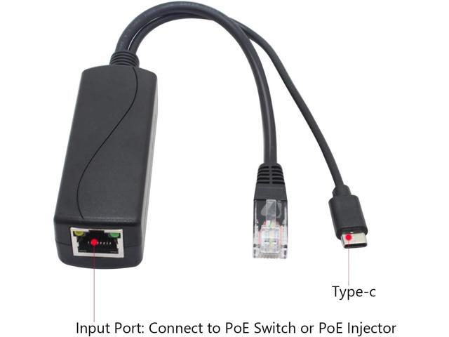 4-Pack 5V Gigabit PoE Splitter, USB Type C, 48V to 5V 2.4A Adaper, IEEE 802.3af Compliant