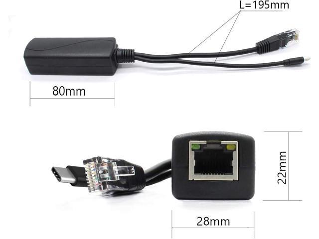 4-Pack 5V Gigabit PoE Splitter, USB Type C, 48V to 5V 2.4A Adaper, IEEE 802.3af Compliant