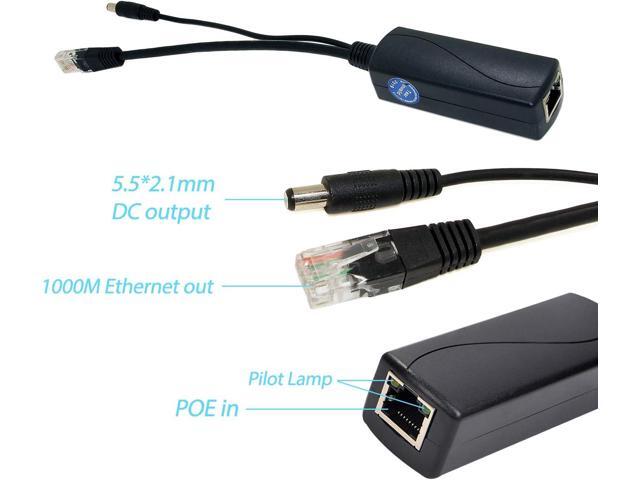 Gigabit PoE Splitter 12V 1A Output, IEEE 802.3af Standard Compliant 10, 100, 1000Mbps Power Over Ethernet Splitter Adapter for Security Camera CCTV...