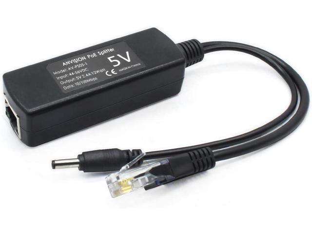 4-Pack 5V PoE Splitter, 48V to 5V 2.4A Adapter, Plug 3.5mm x 1.35mm, 5.5mm x 2.1mm Connector, IEEE 802.3af Compliant, for IP Camera and More