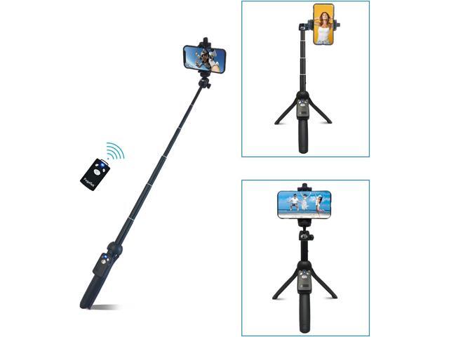 Fugetek 42' Compact Selfie Stick & Tripod, Extendable, Wireless Bluetooth Remote, Lightweight Aluminum, Travel Ready, Compatible with iPhone 14 13...