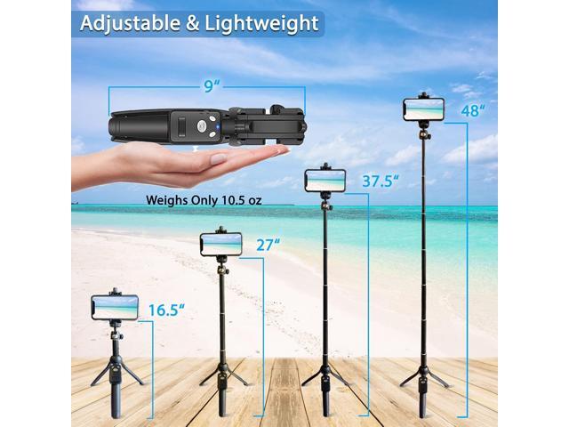 Fugetek 42' Compact Selfie Stick & Tripod, Extendable, Wireless Bluetooth Remote, Lightweight Aluminum, Travel Ready, Compatible with iPhone 14 13...